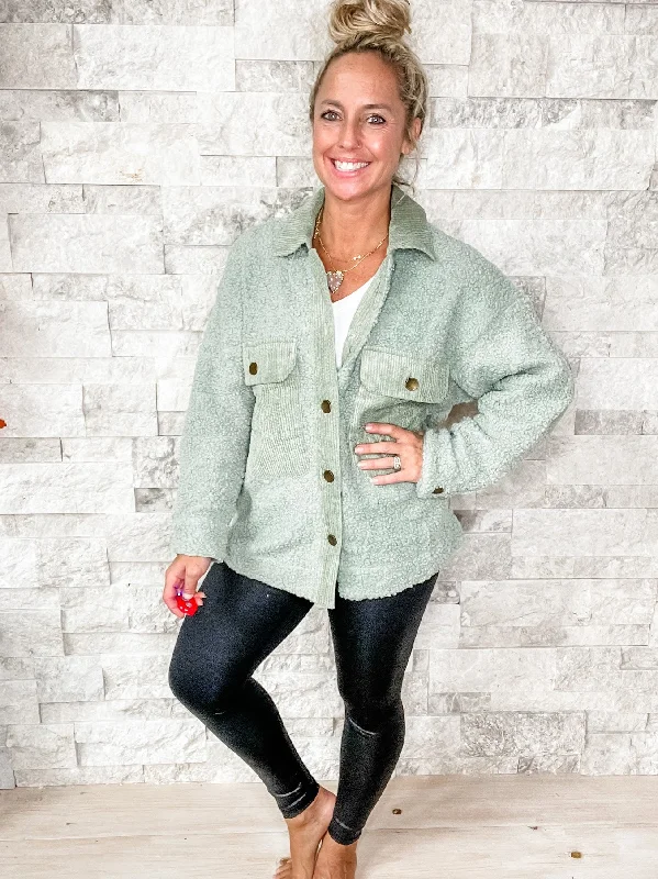 Make Me Believe Jacket in Sage (S-L)