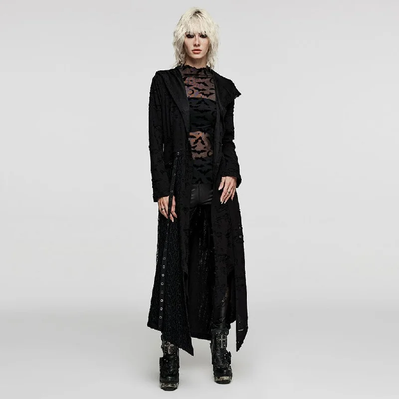 Women's Punk Irregular Ripped Coat with Hood