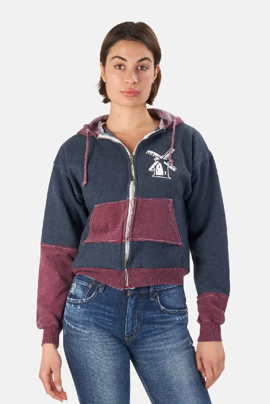 Japanese Windmill Colorblock Hoodie Navy/Maroon