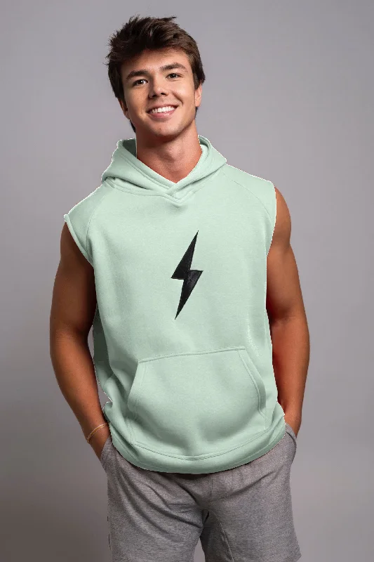 BRUCE BOLT "BOLT" Sleeveless Hoodie - MINT w/ Black Bolt