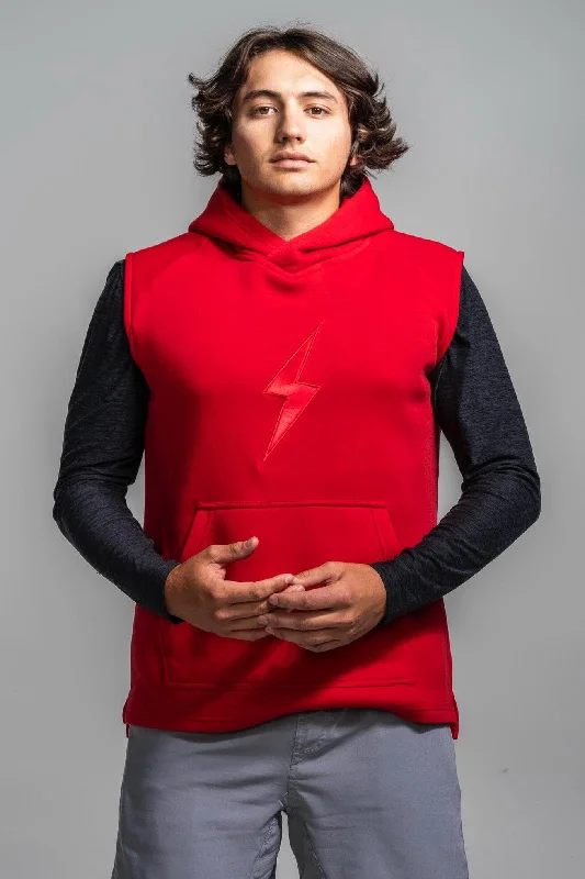 BRUCE BOLT "BOLT" Sleeveless Hoodie - RED w/ Red Bolt