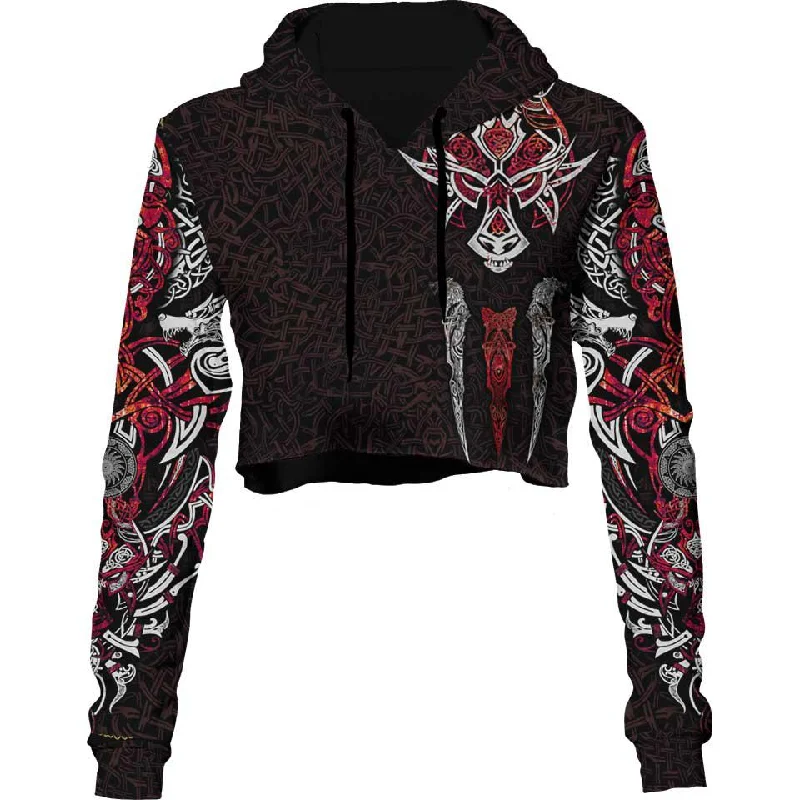 Fenrir Crop Hoodie - Crimson Edition