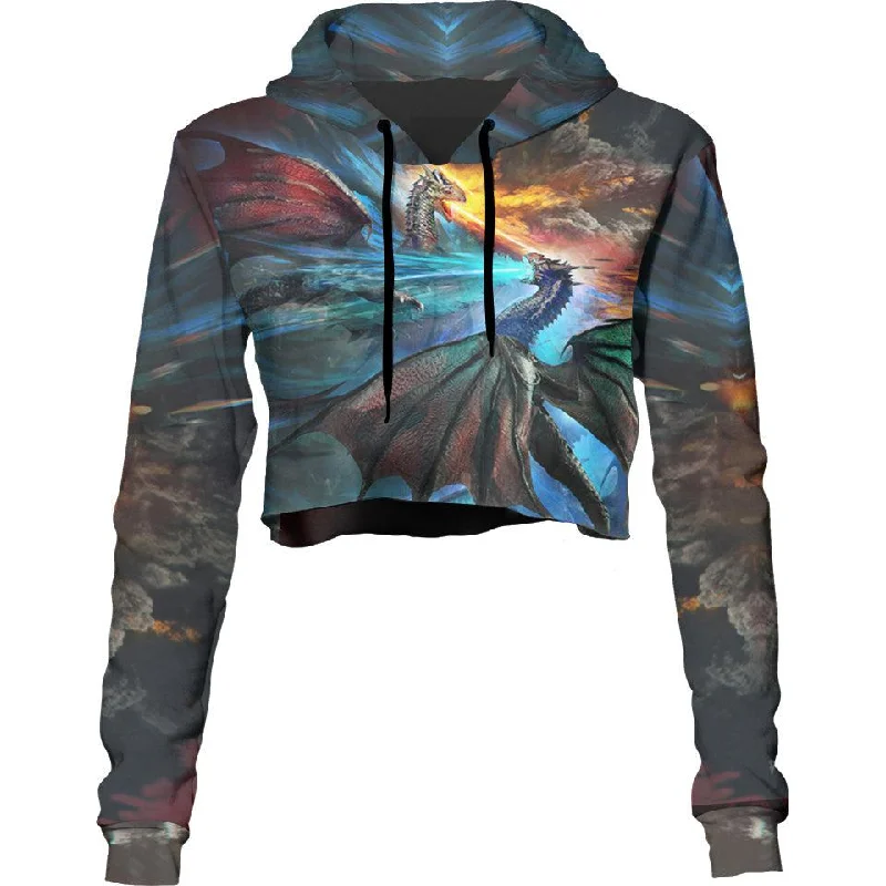 Fire and Ice Dragons Crop Hoodie