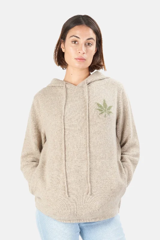 x Blue&Cream Leaf Cashmere Hoodie Oatmeal