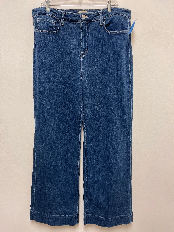 Jeans Wide Leg By L Agence In Blue Denim, Size: 18