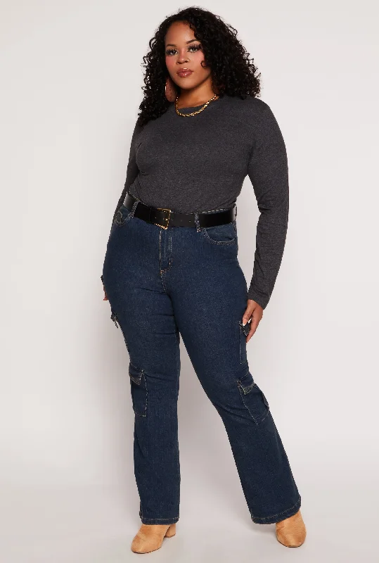 Plus Size Almost Famous Cargo Boot Cut Jeans