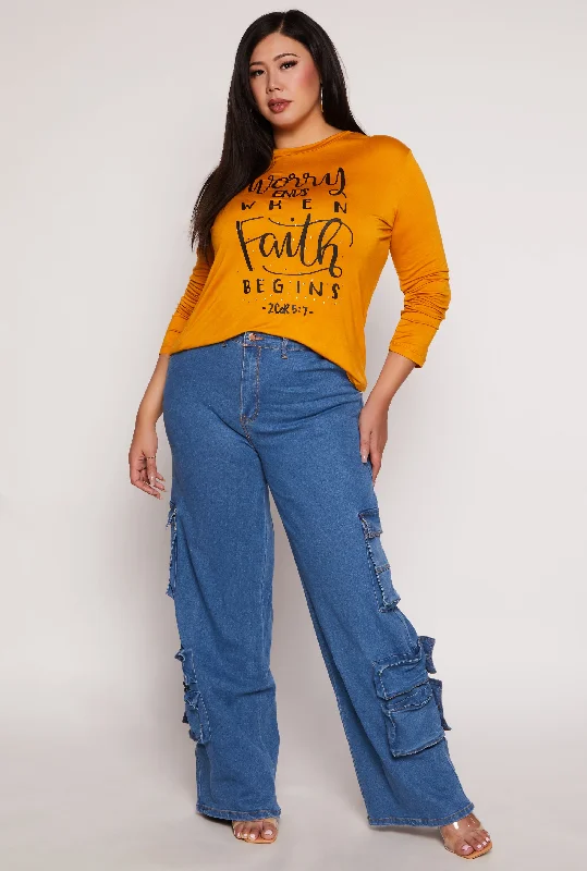 Plus Size Daisy Wide Leg Cargo Jeans