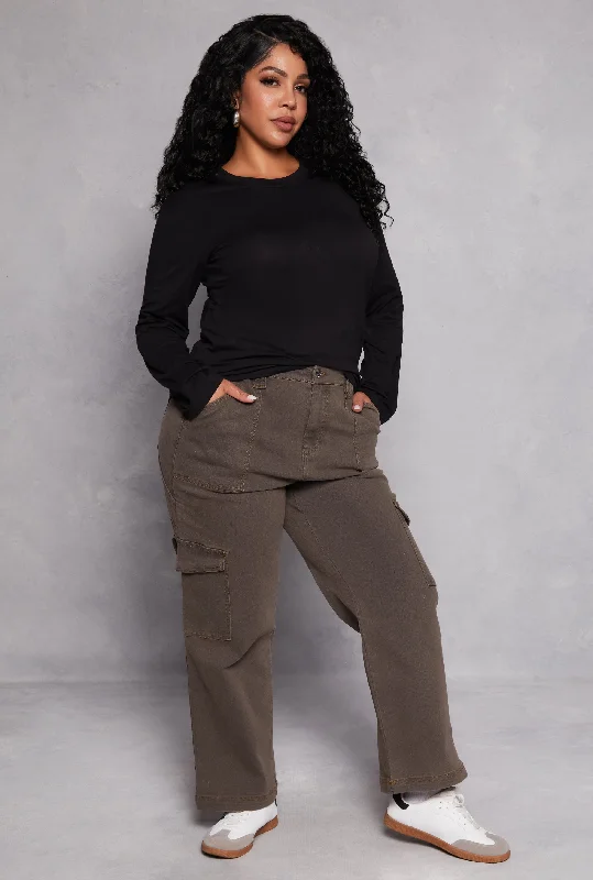 Plus Size Almost Famous Wide Leg Cargo Jeans