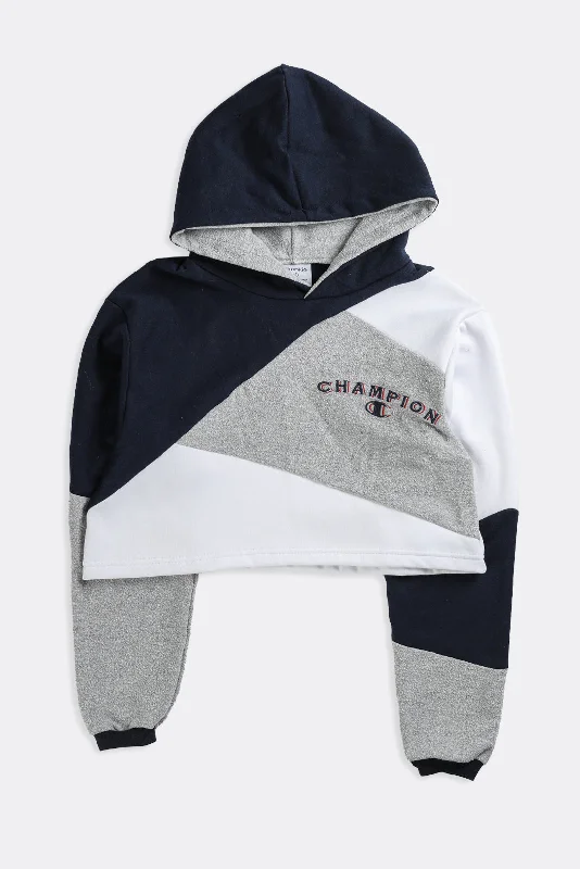 Rework Champion Patchwork Crop Sweatshirt - S