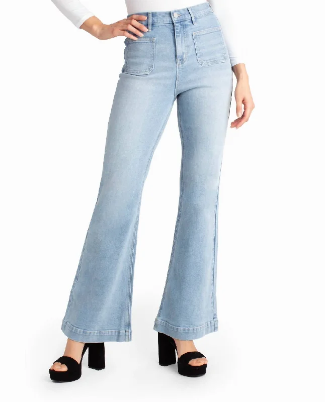 Sutton Place High Rise Flare Jean In Light Blue