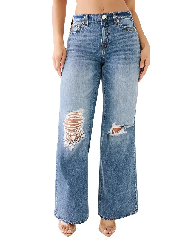 True Religion Naida W/ Destroy Leila High Rise Wide Leg Jean