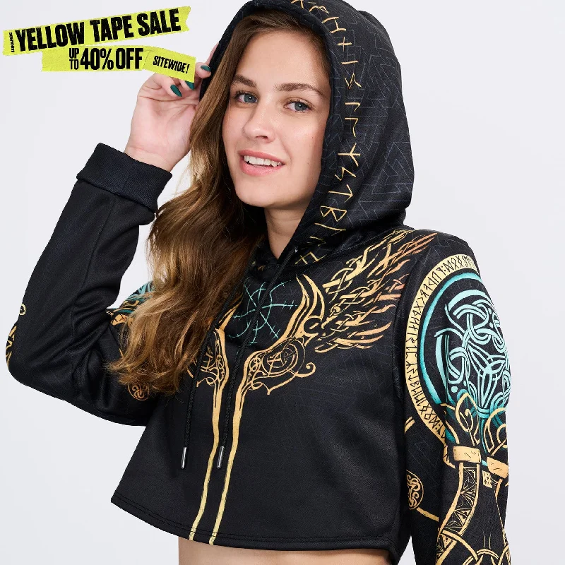 Valkyries of Valhalla Crop Hoodie - Gold Edition