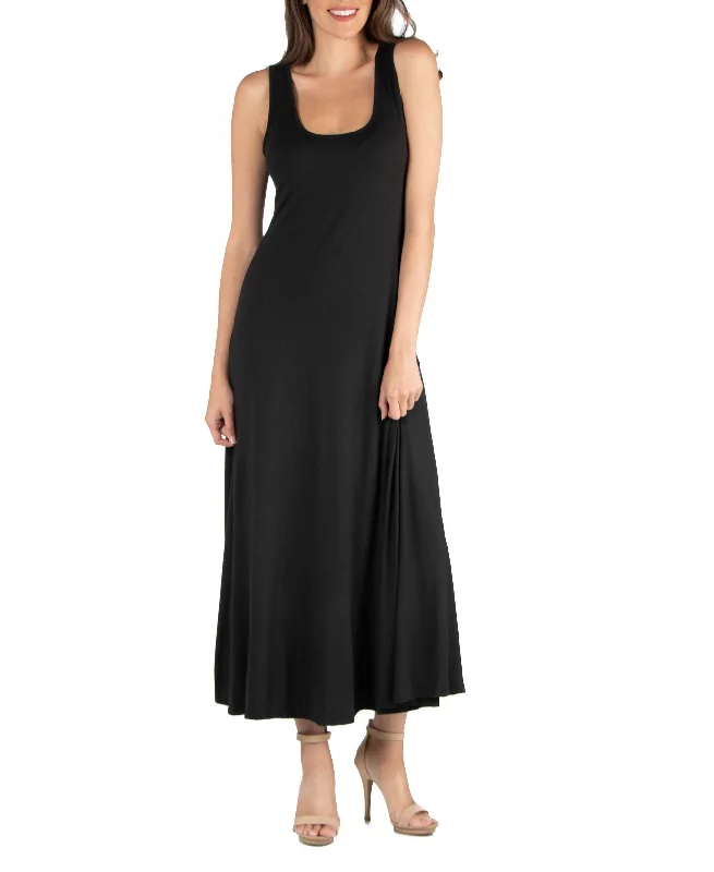 24seven Comfort Apparel Slim Fit A Line Sleeveless Maxi Dress