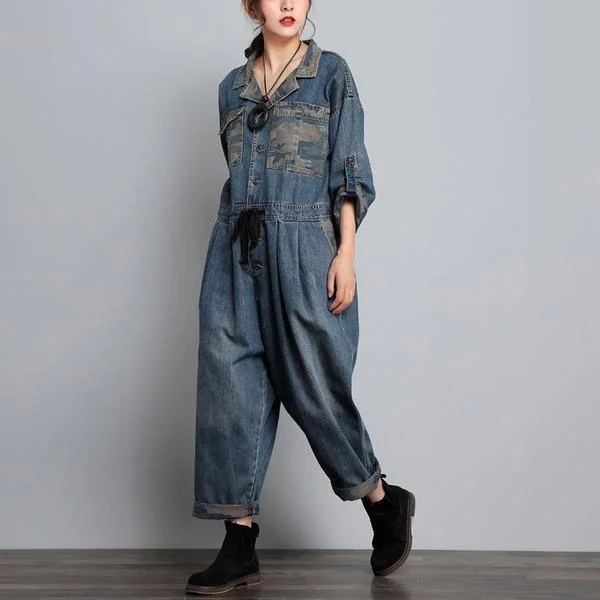 Ladies Vintage Denim Jumpsuits Female 2020 Spring Autumn Overalls