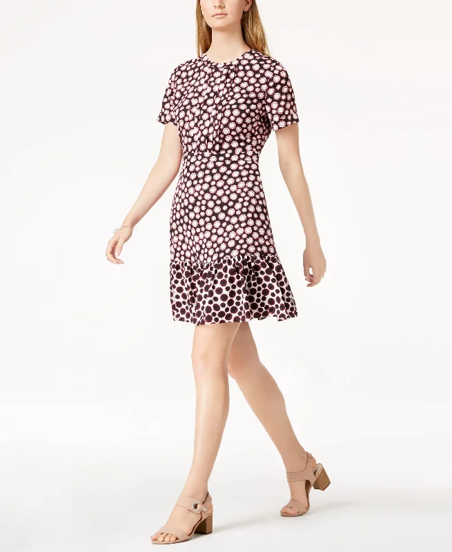 Maison Jules Printed Flounce Hem Dress