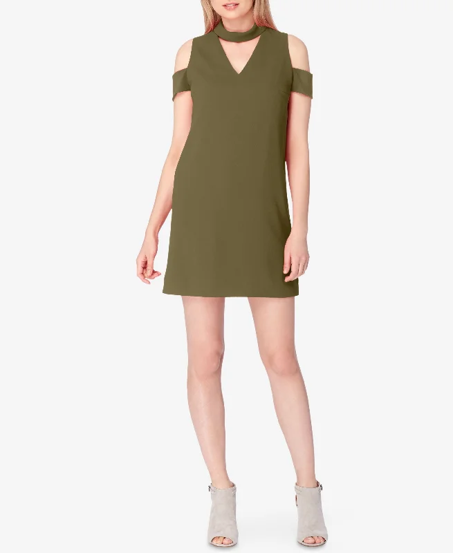 Tahari Asl Cold Shoulder Mock Neck Shift Dress