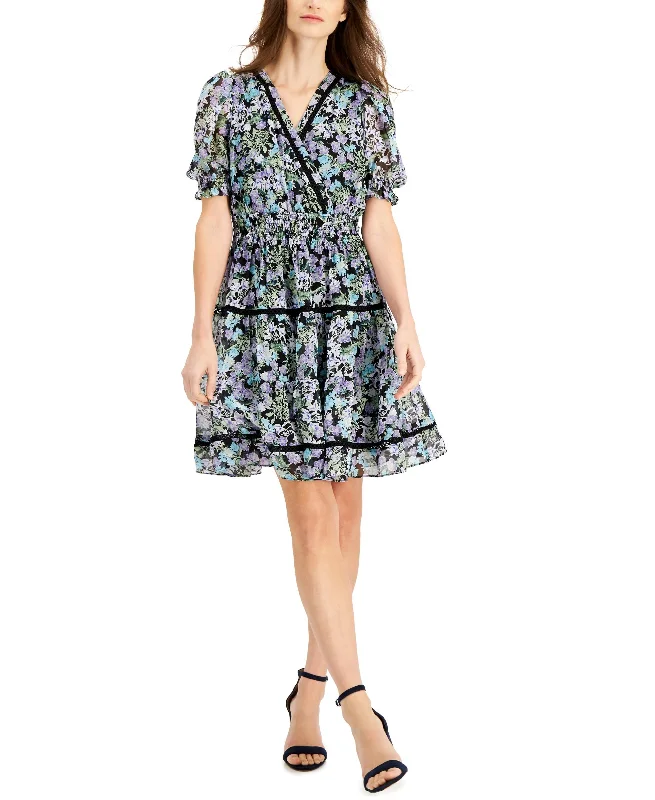 Taylor Floral Print Chiffon A Line Dress