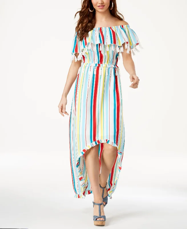 XOXO Juniors Striped Tassel Trimmed High Low Maxi Dress