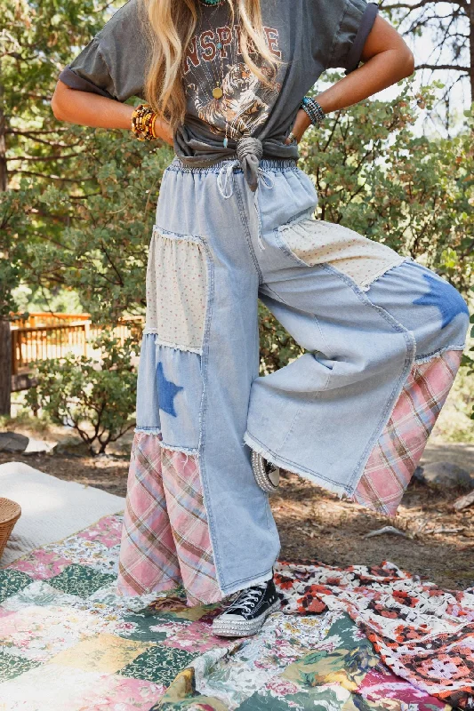 Coastal Chill Wide Leg Pants - Denim Multi