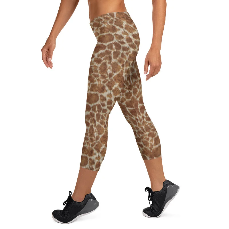 Giraffe Print Capri Leggings