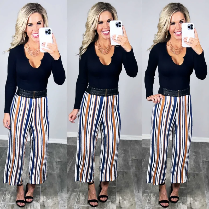 In Good Time Striped Pants - Blue