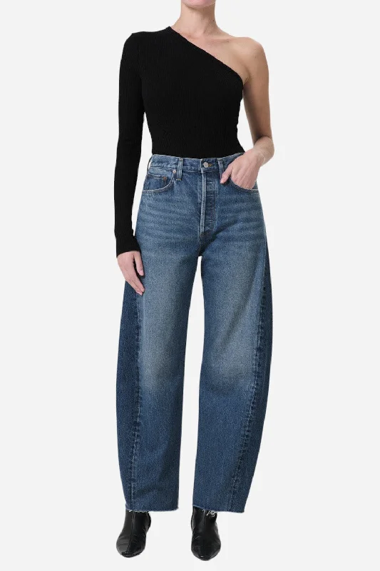 Agolde Luna High Rise Pieced Taper Jeans In Split