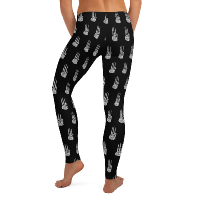 May the Odds Be Ever In Your Favor Three Finger Skeleton Salute Leggings