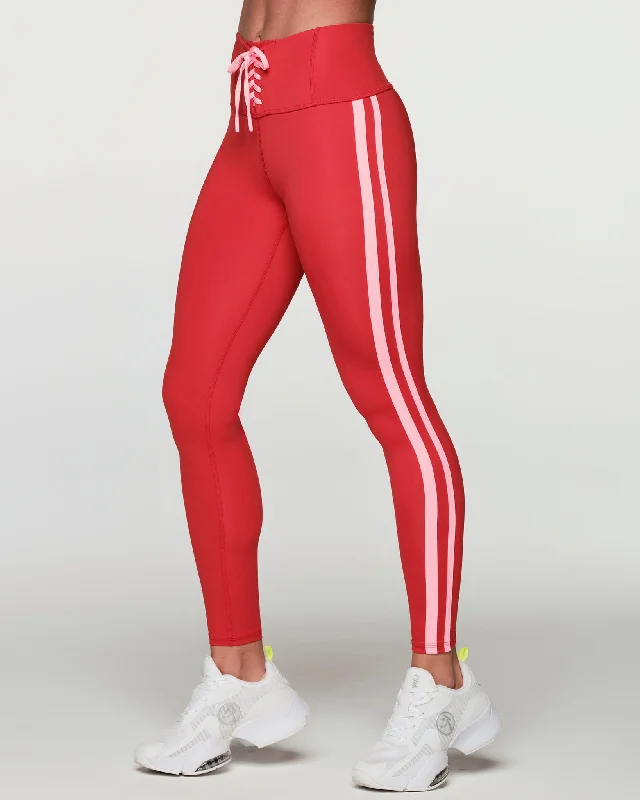 Retro Zumba Laced Up High Waisted Ankle Leggings