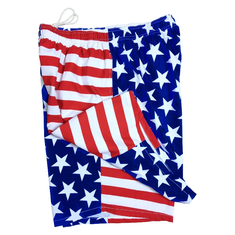 **Elastic Waist Board Shorts "Freedom" Print Men's CUSTOM