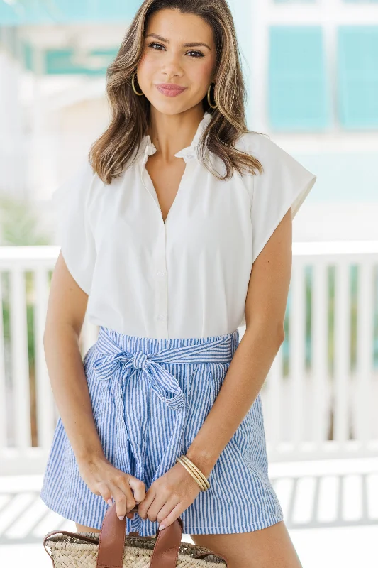 Know It Well White Ruffled Top