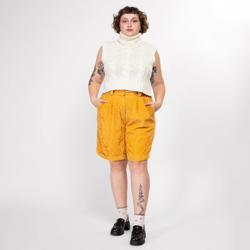 Lrg-XL 90s Mustard Yellow Corduroy Shorts