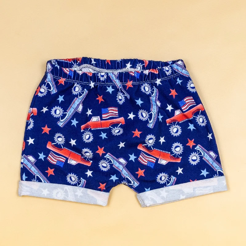 Patriotic Monster Trucks | Rolled Hem Shorts