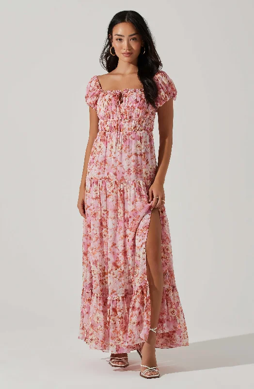 Roseline Off Shoulder Floral Maxi Dress